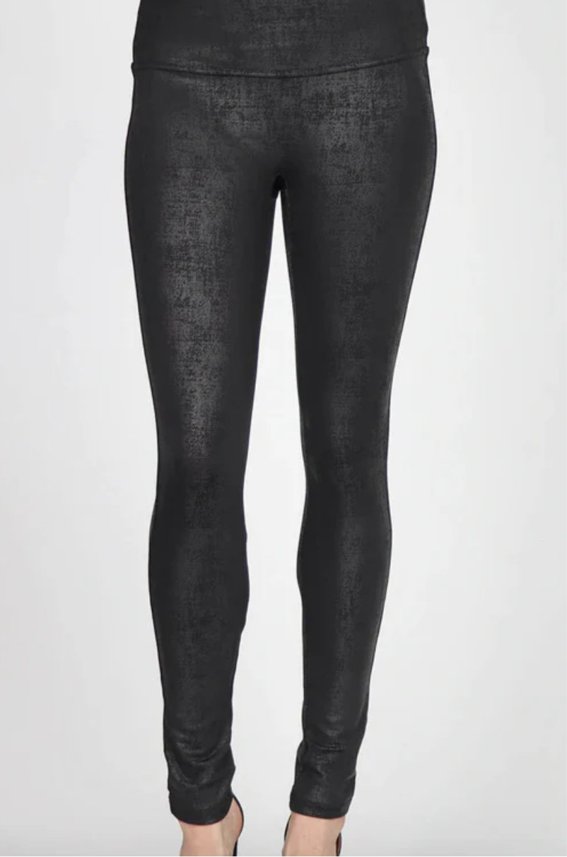 M.Rena High Waist Textured Twill Faux Leather Legging