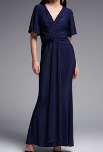 NAVY LUREX FLARE MAXI EVENING GOWN