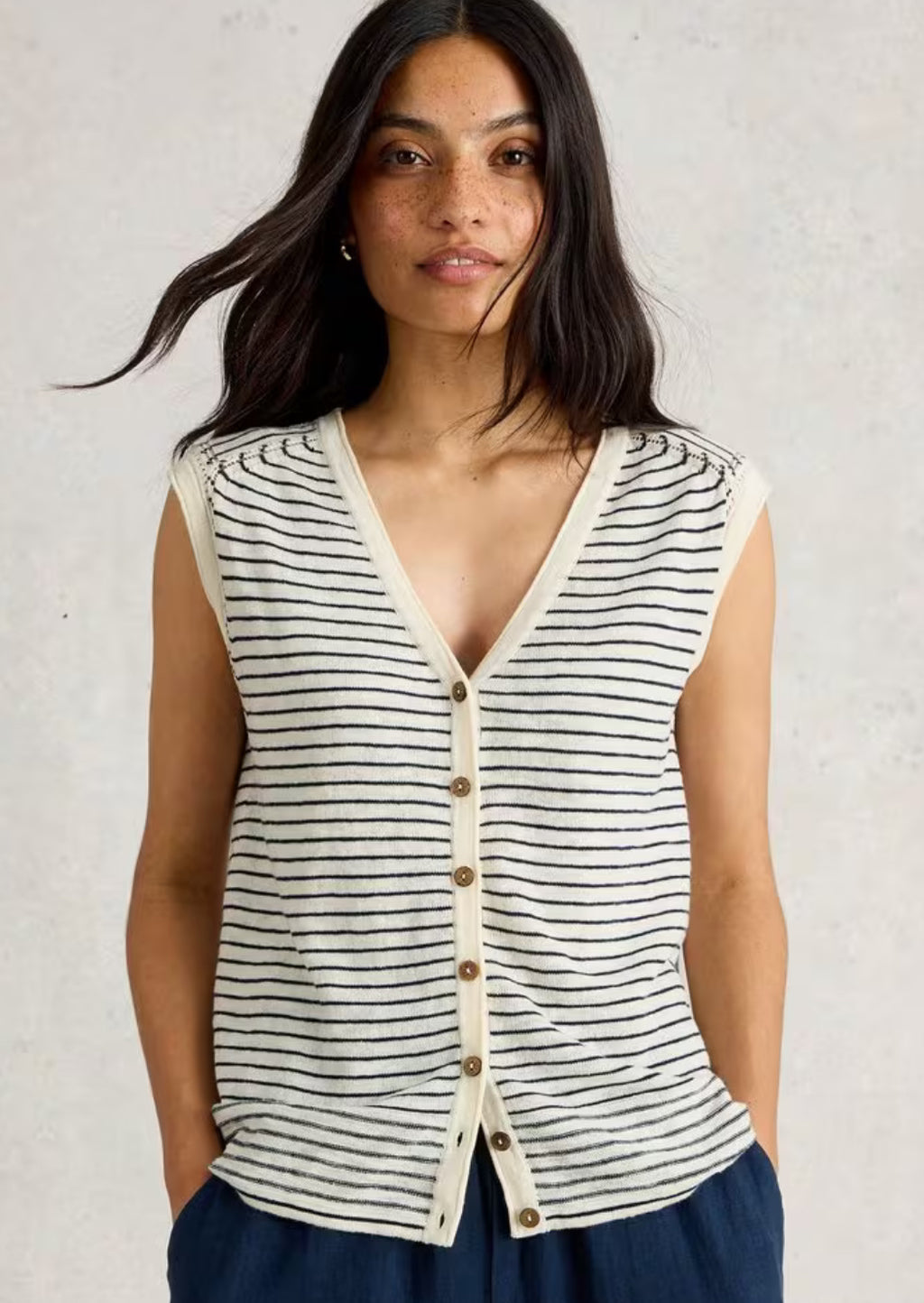 Naria Stripe Linen Blend Tank