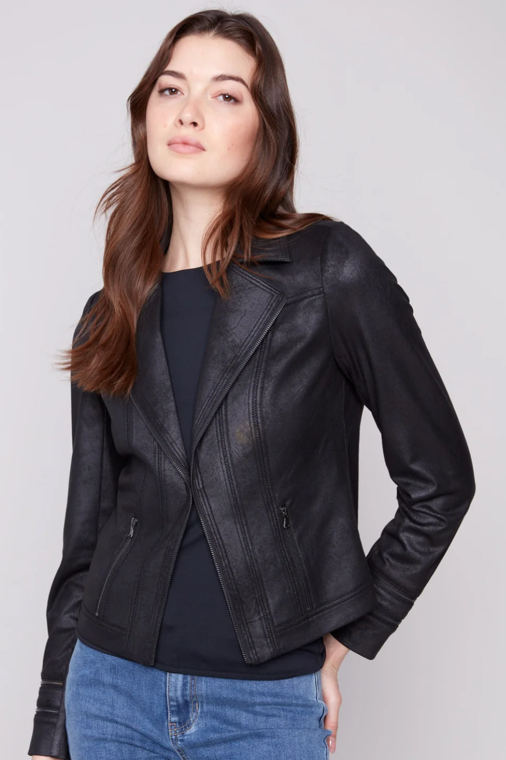 Charlie B Vintage Faux Leather Jacket – Clutch