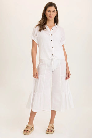 Wearables Linen Side-Tier Palazzo White