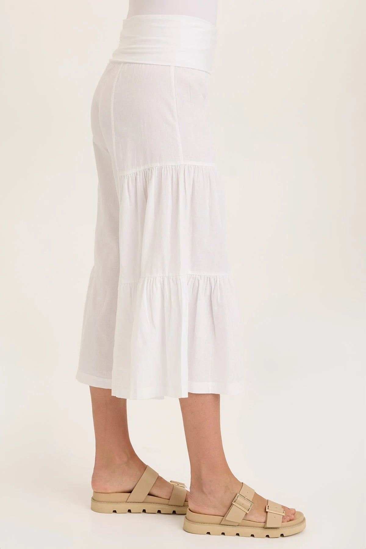 Wearables Linen Side-Tier Palazzo White