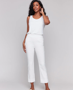 Charlie B Capri Pants W/Hem Slit White