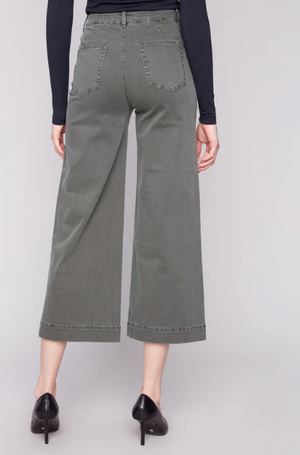 Charlie B Patch Pocket Flare Twill Pant-Spruce