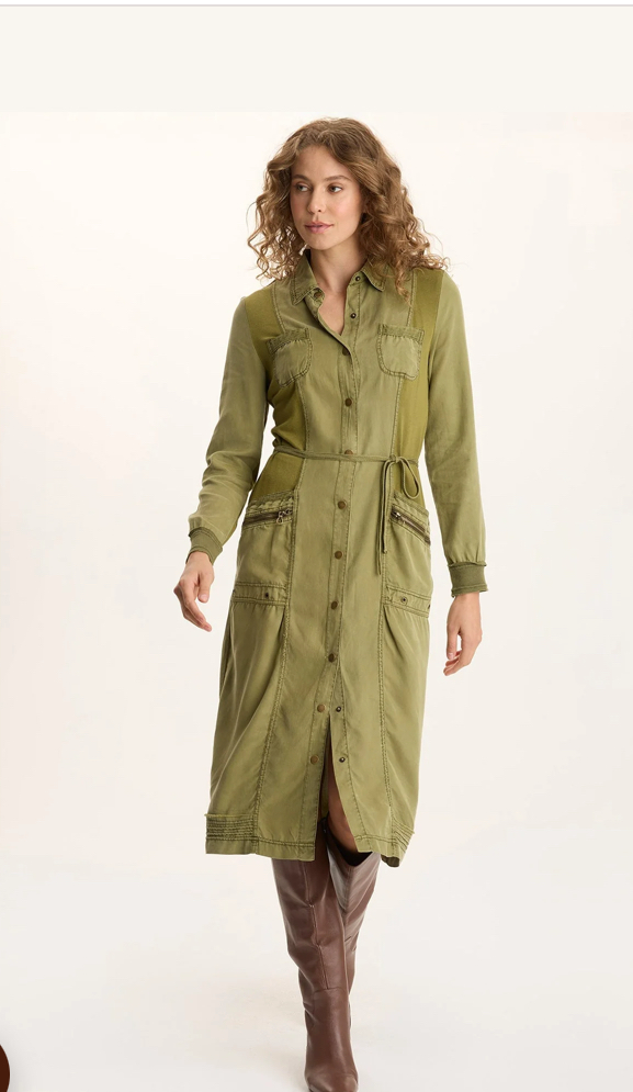 XCVI Oksana Twill Snap-Up MIDI Thicket