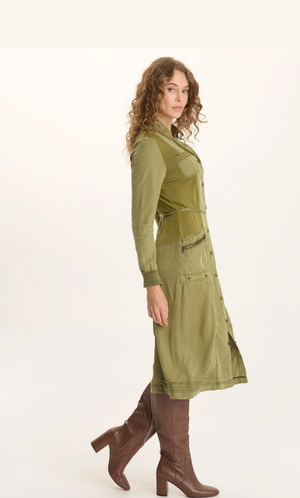 XCVI Oksana Twill Snap-Up MIDI Thicketc