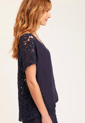 Xcvi Chastain Top Navy A