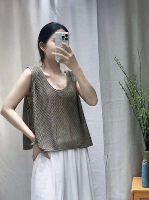 Linen Knit Boxy Tank Top