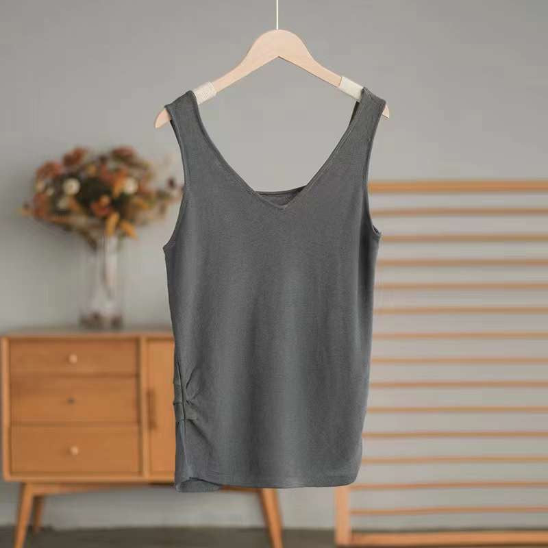 OUBE 9031 SIDE RUCHED LINEN TANK TOP