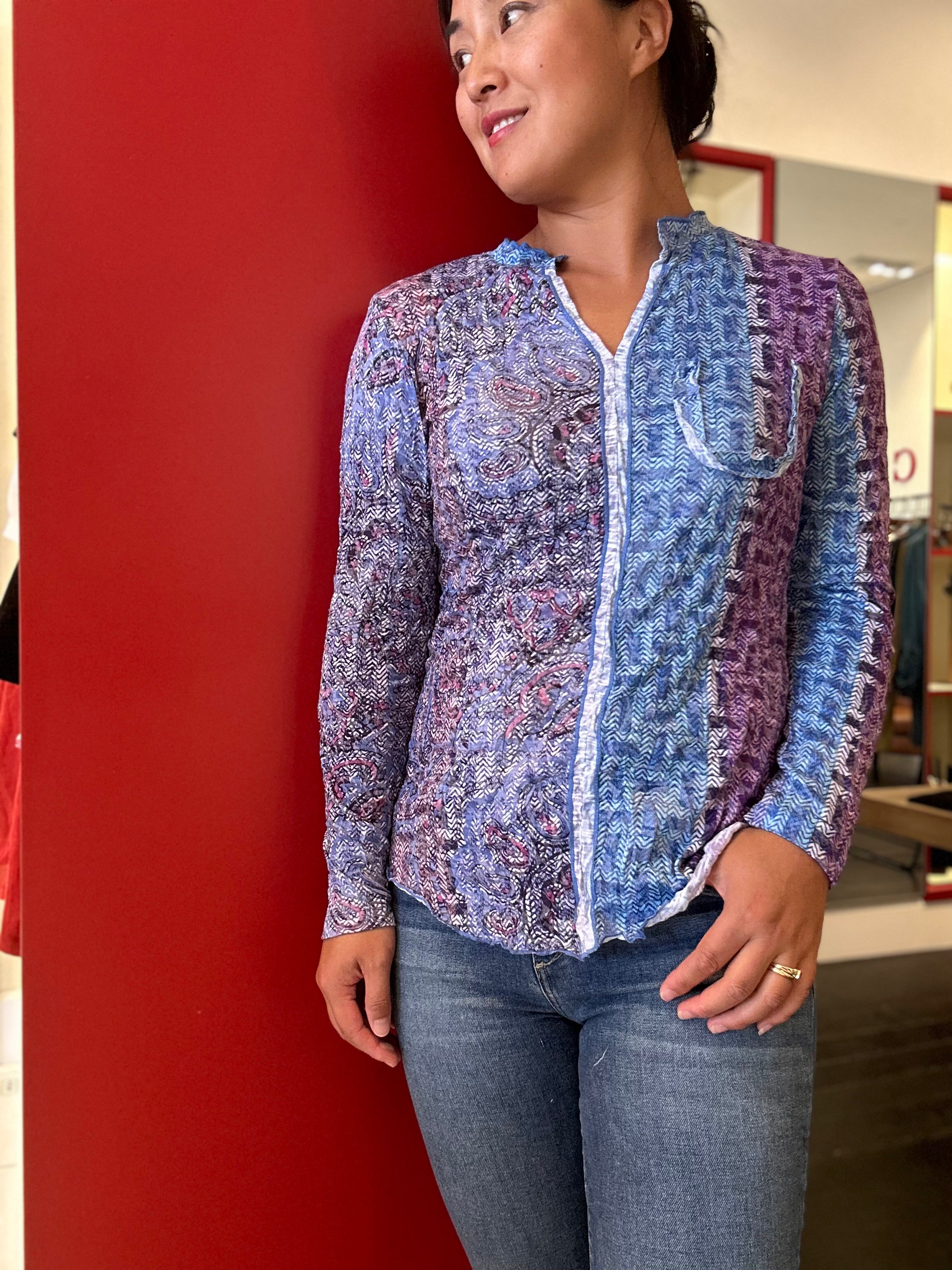 CARI PM23675 JACQUARD MIX PAMELA TOP